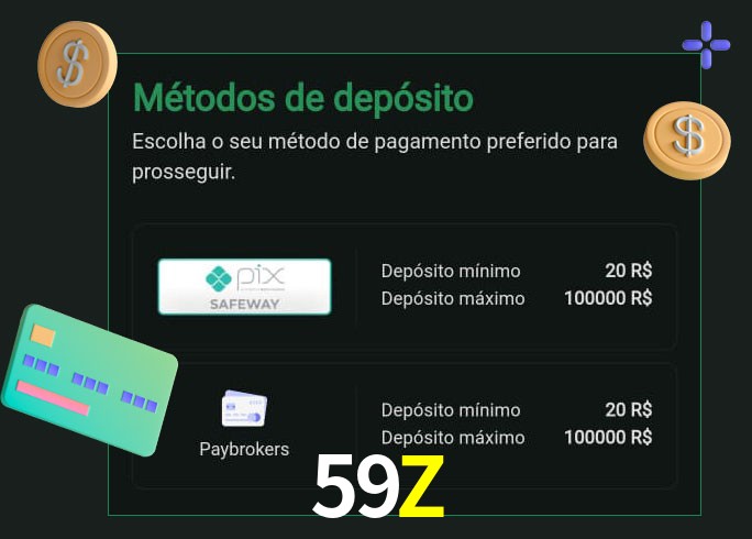 O cassino 59Z oferece uma grande variedade de métodos de pagamento